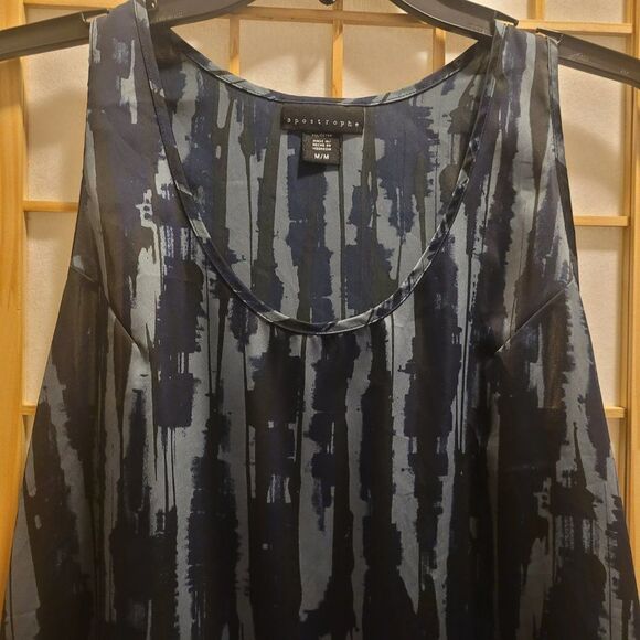 Apostrophe Womens Blue Ruffled Bottom Semi Sheer Tank/Blouse Sz M - Picture 4 of 8